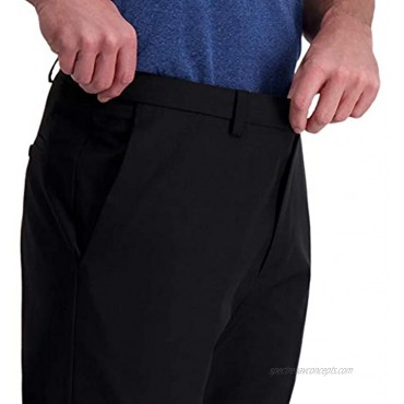 Haggar Men's Cool Right Performance Flex Solid Classic Fit Flat Front Expandable Waist Pant