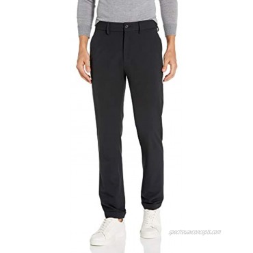 Kenneth Cole REACTION Men's Stretch Solid Drawstring Slim Fit Flat Front Flex Waistband Dress Pant