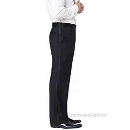 Neil Allyn Men's Flat Front Comfort Waist Satin Stripe Tuxedo Pants 37 Black