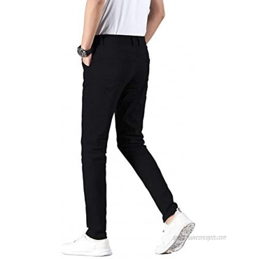 Plaid&Plain Men's Skinny Stretchy Khaki Pants Colored Pants Slim Fit Slacks Tapered Trousers