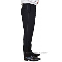 Sir Gregory Men's Fitted Flat Front Tuxedo Pants Formal Satin Stripe Trousers with Adjustable Waistband