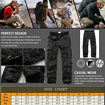AKARMY Men's Ripstop Wild Cargo Pants Relaxed Fit Hiking Pants Army Camo Combat Casual Work Trousers with 8 Pockets