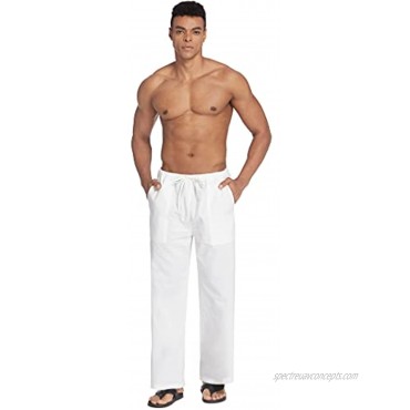 COOFANDY Men Cotton Linen Yoga Pant Casual Drawstring Loose Fit Baggy Harem Pant