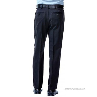 Haggar Men's Cool 18 Hidden Expandable Waist Pleat Front Pant-Regular and Big & Tall Sizes
