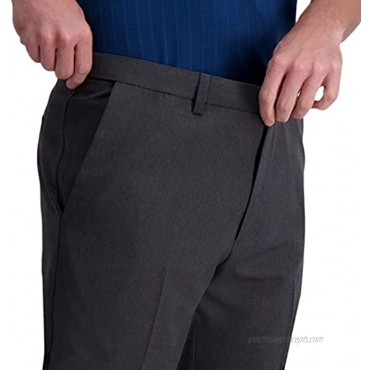 Haggar Men's Cool Right Performance Flex Stria Classic Fit Flat Front Pant