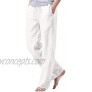 iWoo Mens Cotton Linen Drawstring Pants Elastic Waist Casual Jogger Yoga Pants