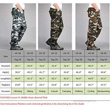 Mesinsefra Mens Cargo Multi Pocket Military Camo Combat Work Relaxed-Fit Pants