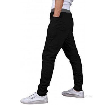 MOONCOLOUR Men's Solid Colors Casual Jogging Harem Pants with Pockets