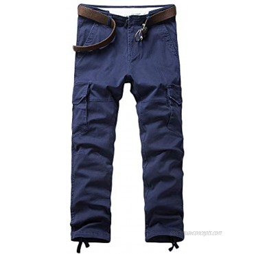 MOTOR CASUAL Men's Cargo Pants Combat Trousers Woodland Tactical Military Pockets Slim Fit Slacks Tapered Hiking Outdoor