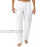 THWEI Linen Pants Mens Casual Pants Drastring Loose Fit Summer Pants Lightweight Casual Beach Pants for Men