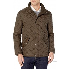 Cole Haan Men's Nylon Quilted Barn Jacket With Knit Collar