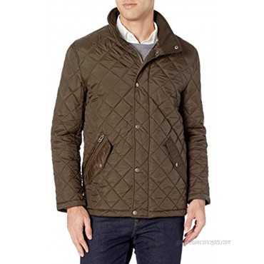 Cole Haan Men's Nylon Quilted Barn Jacket With Knit Collar