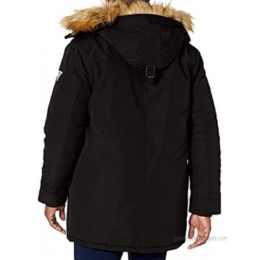 GUESS mens Heavyweight Hooded Parka Jacket With Removable Faux Fur Trim