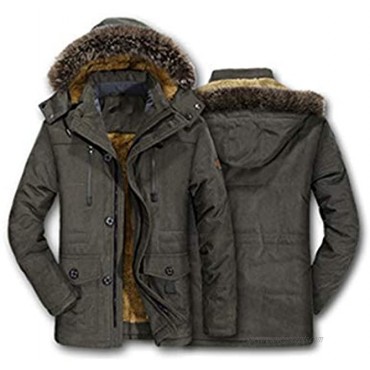 Lentta Men's Military Parka Jacket Winter Warm Fleece Lined Coat with Removable Hood