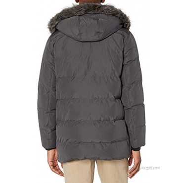 Marc New York by Andrew Marc Men's Gattica Down Parka Jacket with Removable Faux Fur Trimmed Hood and Bib
