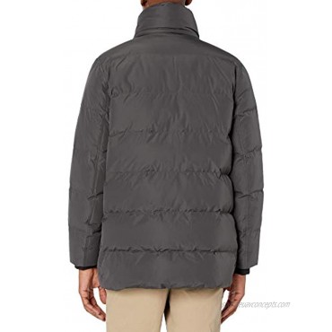 Marc New York by Andrew Marc Men's Gattica Down Parka Jacket with Removable Faux Fur Trimmed Hood and Bib