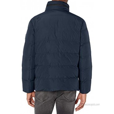 Marc New York by Andrew Marc Men's Godwin 29.5 Down Filled Trucker Jacket with Removable Faux Fur Collar and Hidden Hood