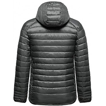Men's Down Alternative Lightweight Puffer Jacket Winter Warm Coat Padded Insulated Quilted Zip-Off Hood