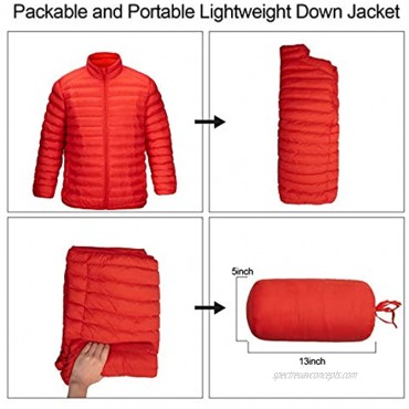 Men's Puffer Jacket Long-Sleeve Full-Zip Water-Resistant Packable Lightweight Down Coat