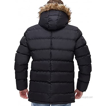 Men's Warm Padded Jacket Puffer Winter Coat Windproof Trucker Jacket with Hood