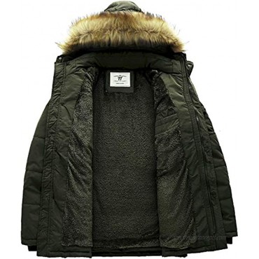 Men's Winnter coats Removable Hooded Frost-Fighter Sherpa Lined Midi Packable Parka Jackets