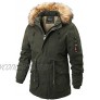 Men's Winter Warm Coat Hooded Outdoor Thick Jackets with Removable Faux Fur Collar Hood-Army Green-XL
