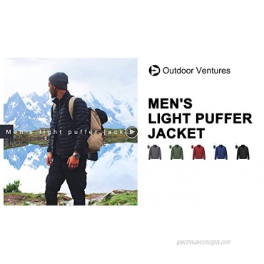 Outdoor Ventures Men's Lightweight Packable Puffer Jacket Insulated for Snow Ski Hiking Traveling