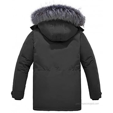 Wantdo Men's Puffer Jacket Winter Thickened Coat Warm Snow Outerwear with Fur Hood
