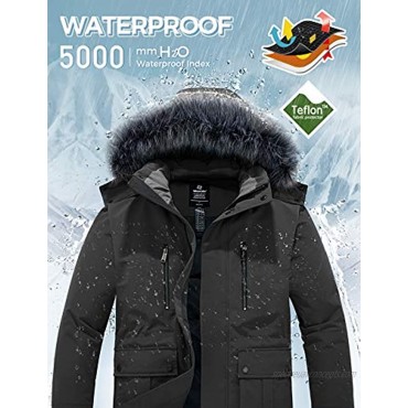 Wantdo Men's Puffer Jacket Winter Thickened Coat Warm Snow Outerwear with Fur Hood