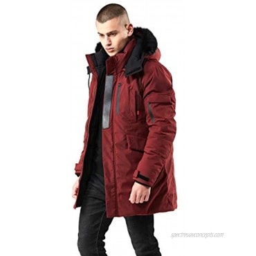 WEEN CHARM Men's Warm Parka Jacket Anorak Jacket Winter Coat with Detachable Hood Faux-Fur Trim