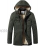 WenVen Men's Winter Sherpa Parka Mid Length Thicken Military Style Warm Jacket with Removable Hood