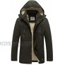WenVen Men's Winter Thicken Coat Sherpa Lined Military Parka Mid Length Cotton Jacket