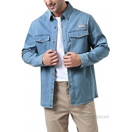 AIRBONE LEATHERS Men's Long Sleeve Quilted Lined Denim Shirt Jacket