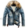 AMEBELLE Men's Faux Fur Collar Ripped Denim Trucker Jackets Fleece Jean Outwear Coat