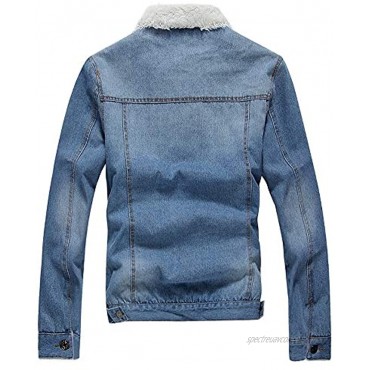 AvaCostume Men's Winter Fleece Lined Patch Denim Jacket Coats