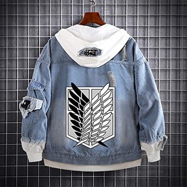 Classic Japanese Anime Attack on Titan AOT Wings of Freedom Denim Hoodie Fashion Casual Denim Jacket