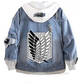 Classic Japanese Anime Attack on Titan AOT Wings of Freedom Denim Hoodie Fashion Casual Denim Jacket
