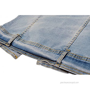Denim Jackets Trendy XU Washed Three Quarter Sleeve Stretch Collarless Short Jeans Coat