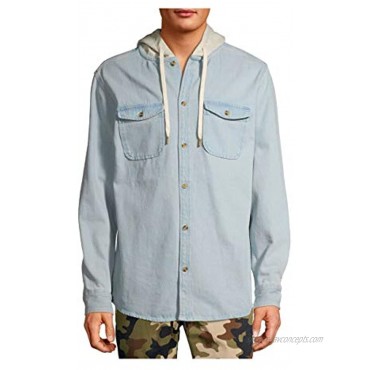 Denim Relaxed Fit Canvas Hooded Shirt Jacket