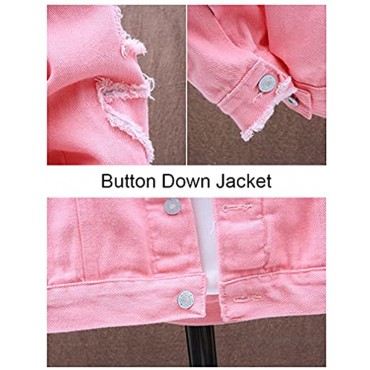 DOINLINE Men's Jeans Jacket Casual Lightweight Ripped Denim Coat Button Down Trucker Outerwear
