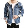 DORA BRIDAL Men's Denim Hooded Jacket Button Down Classy Hoodies Casual Fake Two Pieces Jeans Coats Outwear