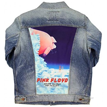 Dragonfly Wolfgang's Design Adult Men's Pink Floyd Oakland Coliseum 1977 Denim Jacket
