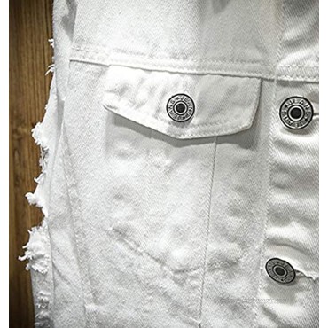 Kedera Distressed Denim Jacket Men's Button Down Denim Jacket Trucker Jean Coat