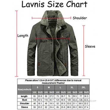 Lavnis Men's Military Trucker Jacket Casual Cotton Button Down Fleece Denim Jacket