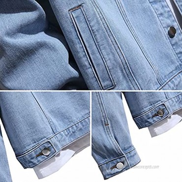 LONGBIDA Men’s Denim Jacket Coat Classic Fit Trucker Jacket Casual Jean Top with Pockets