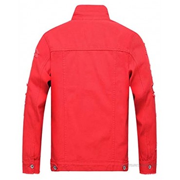 Men's Distressed Denim Jacket Ripped Jean Coat Jacket