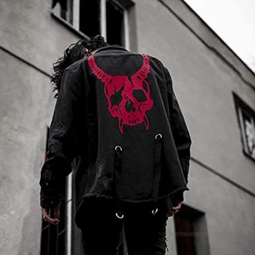 Seidarise Men's black denim jacket Jean Hip Hop Oversized Cropped Street wear Coat
