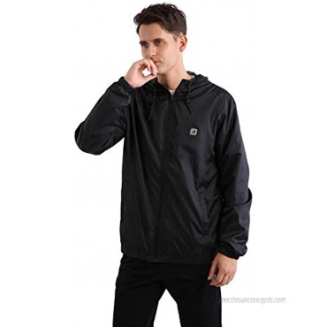 ARECON Men’s Windbreakers Waterproof Windproof Lightweight Jacket for Hoodie Full Zip Breathable Outdoor Running Rain Coat