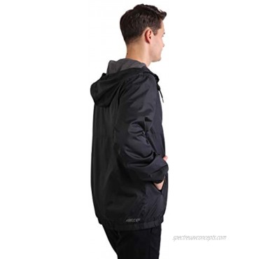 ARECON Men’s Windbreakers Waterproof Windproof Lightweight Jacket for Hoodie Full Zip Breathable Outdoor Running Rain Coat