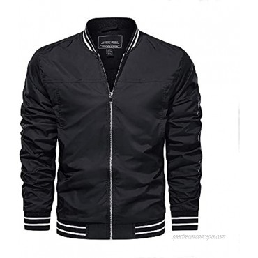CRYSULLY Men's Jacket-Spring Fall Casual Thin Full Zip Bomber Jacket Coat